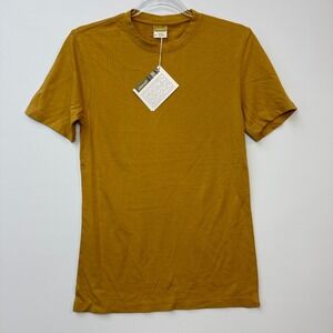 ONNO T-Shirt Men XS Mustard Yellow New Organic Bamboo Cotton Short Sleeve Solid